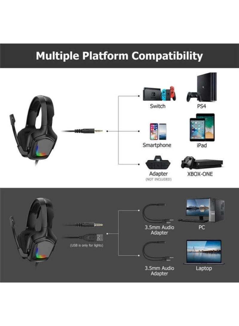 Onikuma K20 Wired RGB Gaming Headphone - Black - Image 2